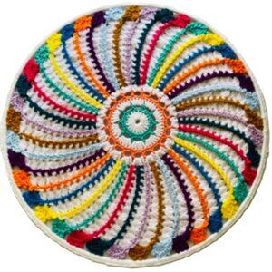 Crochet Mandala Wall Hanging 18" Round Muti Color Spiral Pattern Handmade New